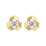 Mode | Round Solitaire Stud with Side Round Diamonds - Nivara