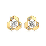 Mode | Round Solitaire Stud with Side Round Diamonds - Nivara