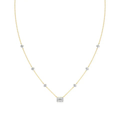 Anek | Radiant Solitaire & Round Lab Grown Diamond Necklace - Nivara