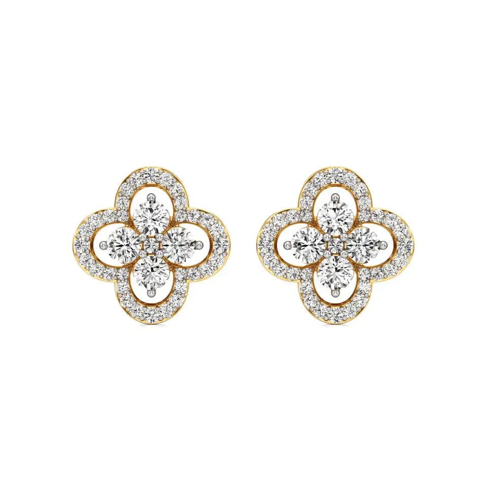 Flora | Round Lab-Grown Diamonds Quatrefoil Studs - Nivara