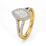 Mira | Marquise Cut Solitaire with Halo around it - Nivara