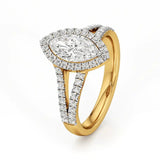 Mira | Marquise Cut Solitaire with Halo around it - Nivara