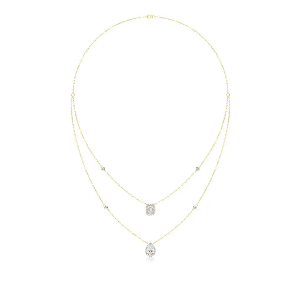 Mira | Emerald & Pear Lab Grown Diamond with Halo  Necklace - Nivara