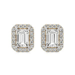 Mira | Emerald-Cut Solitaire Lab-Grown Diamond with Halo Studs - Nivara