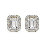 Mira | Emerald-Cut Solitaire Lab-Grown Diamond with Halo Studs - Nivara