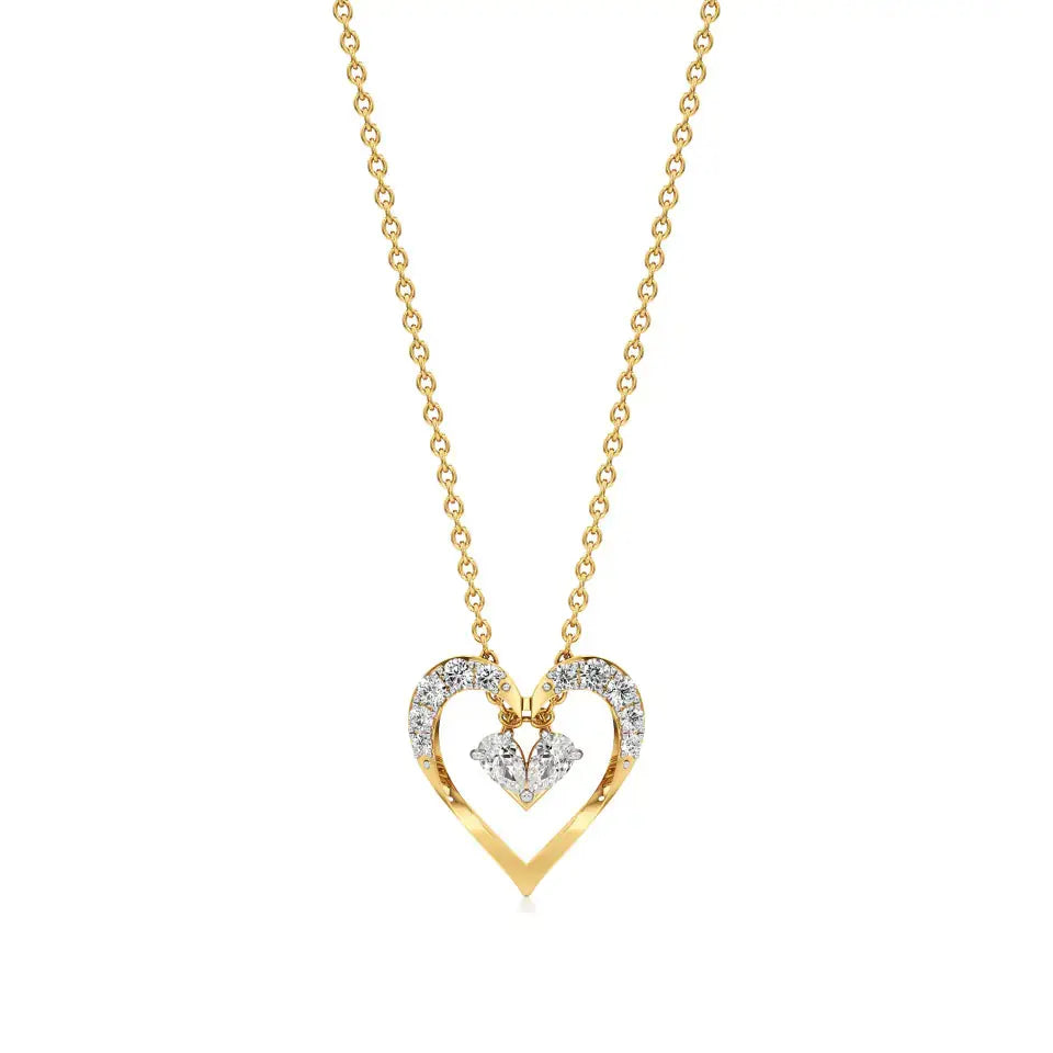 Sneh | Classic Round & Pear Lab Grown Diamonds Heart Pendant - Nivara