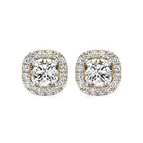 Mira | Cushion-Cut Solitaire Lab-Grown Diamond with Halo Studs - Nivara