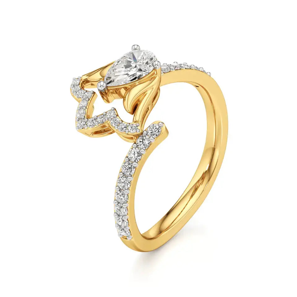 Flora | Round & Pear Lab-Grown Diamond Ring with Pav�� Accents - Nivara