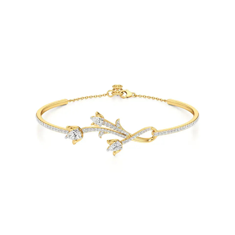 Flora | Pear & Round Lab Grown Diamonds Floral Bangle - Nivara
