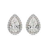 Mira | Pear-Cut Solitaire Lab-Grown Diamond with Halo Studs - Nivara