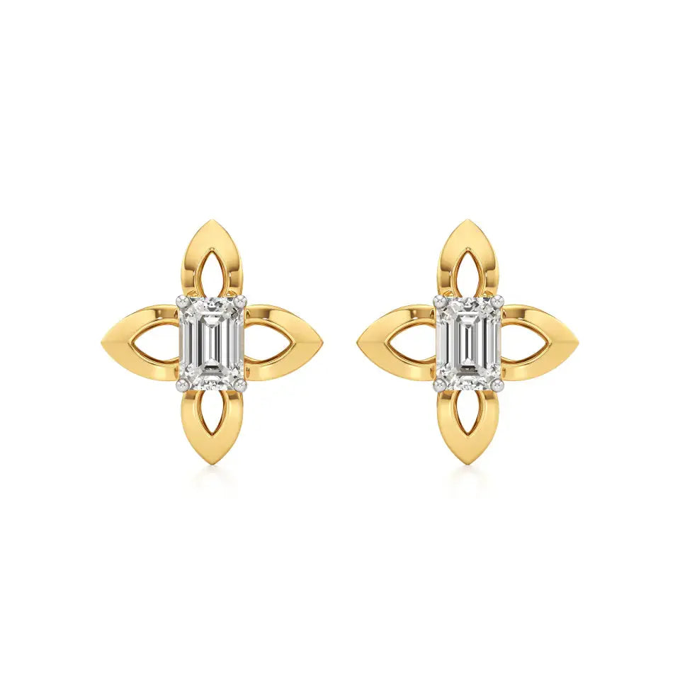 Nora | Emerald Solitaire Lab-Grown Diamond Studs - Nivara