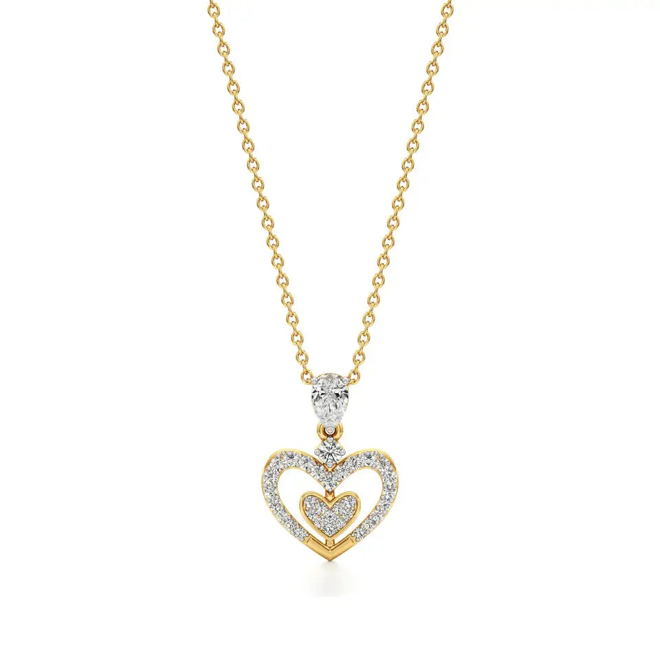 Sneh | Pear & Round Lab Grown Diamonds Heart Pendant - Nivara