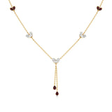 Sneh | Pear-Cut Ruby & Round Lab Grown Diamonds with Heart Motif Necklace