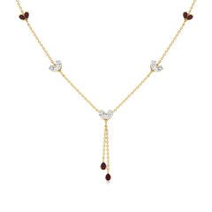 Sneh | Pear-Cut Ruby & Round Lab Grown Diamonds with Heart Motif Necklace - Nivara