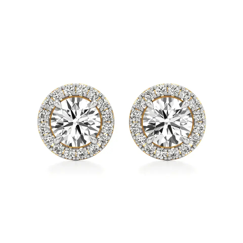 Mira | Round Solitaire Lab-Grown Diamond with Halo Studs - Nivara