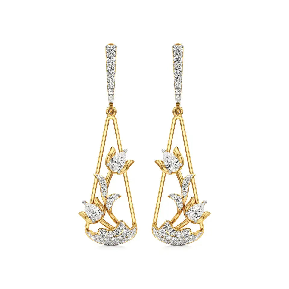 Flora | Pear & Round Lab-Grown Diamond Dangle Earrings - Nivara