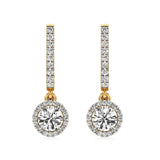 Amaya | Round Lab-Grown Diamond Halo Dangle Earrings