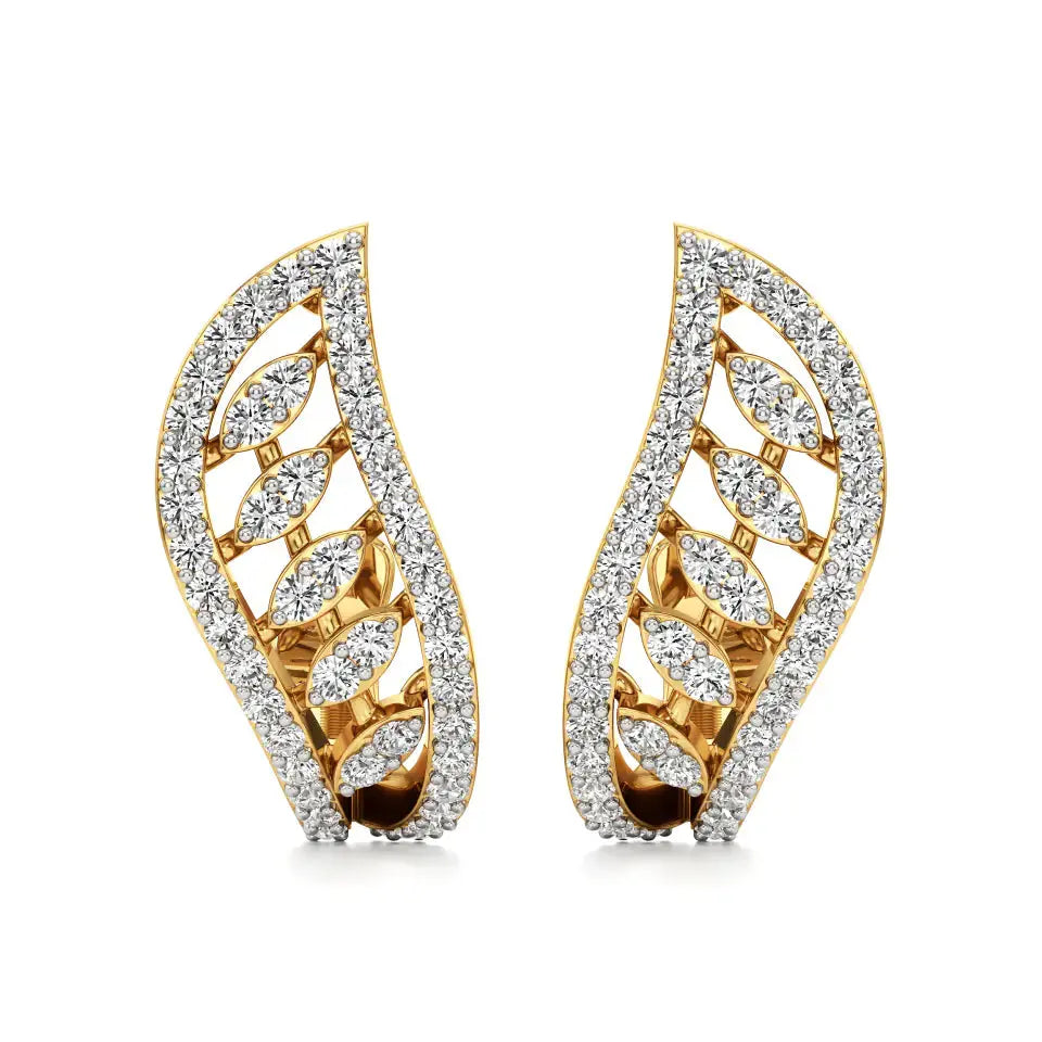 Jess | Round Lab-Grown Diamonds J-Shaped Hoops - Nivara