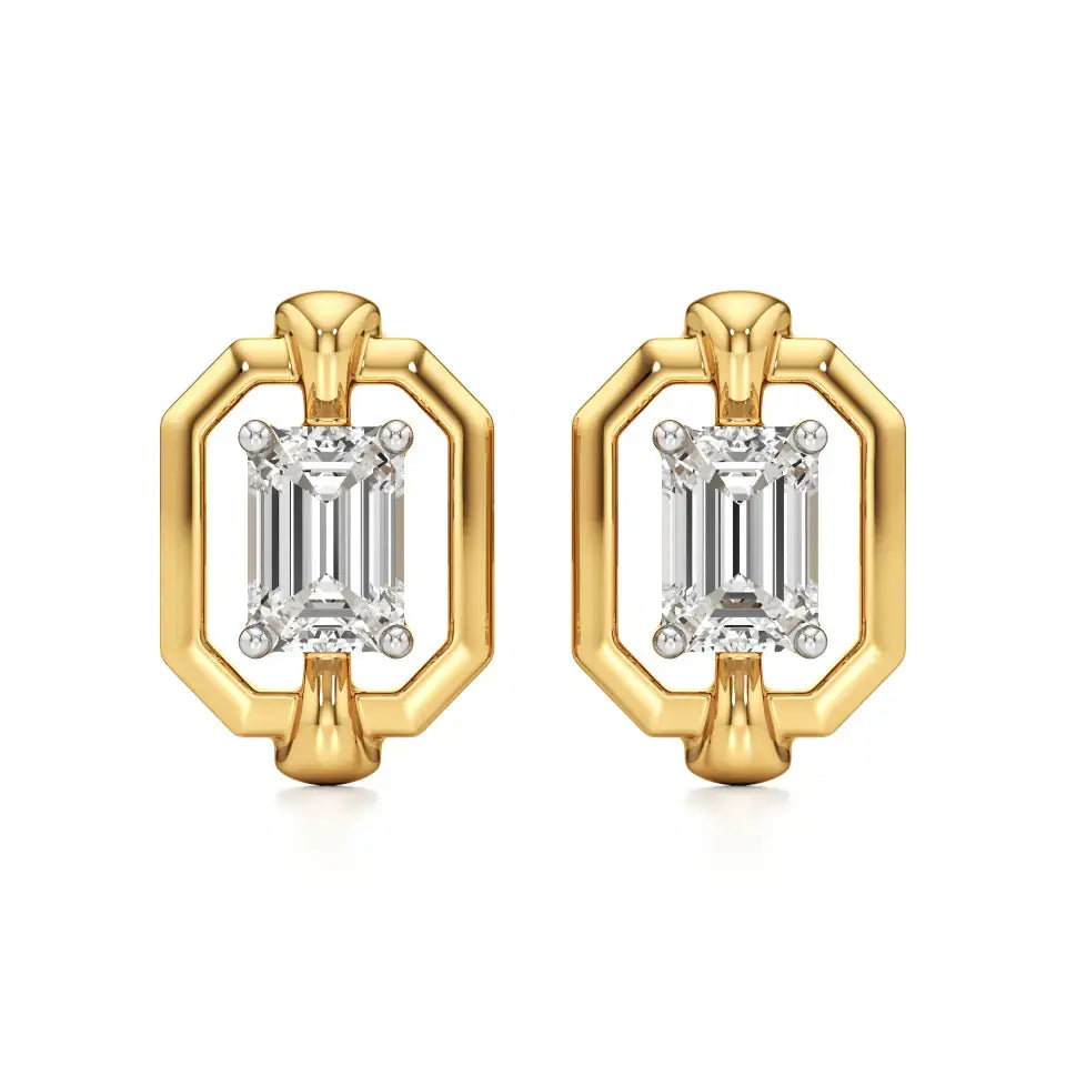 Mode | Emerald-Cut Solitaire Lab-Grown Diamond Studs - Nivara