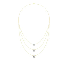 Elara | Round Lab Grown Diamonds with Halo Three Chain Necklace - Nivara
