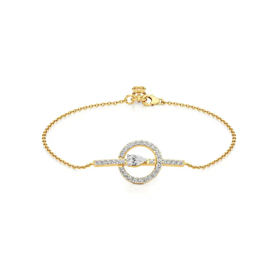 Mode | Pear & Round Lab Grown Diamonds Halo Chain Bracelet - Nivara