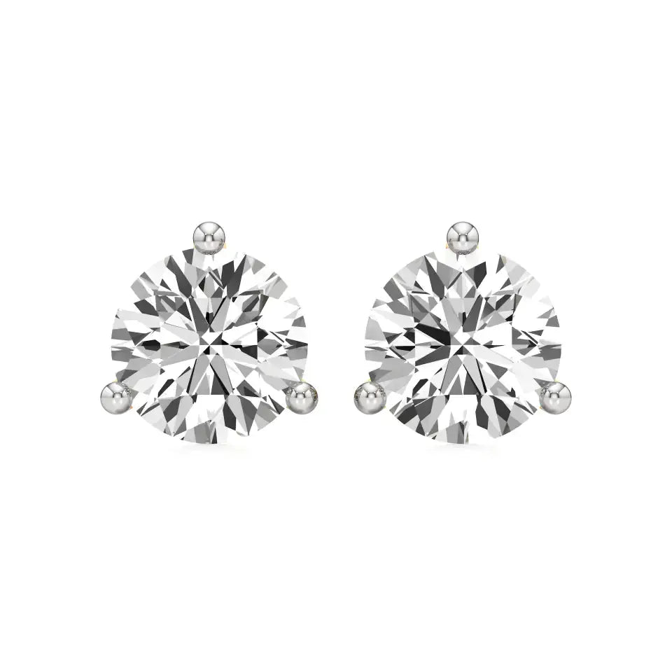 Sia | Three Prong Studs with Round Lab-Grown Diamond - Nivara