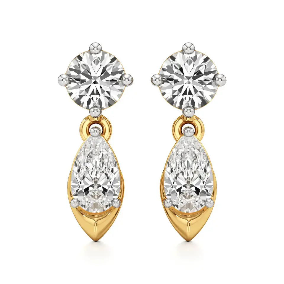 Vanya | Round and Pear Lab-Grown Diamonds Drop Earrings - Nivara