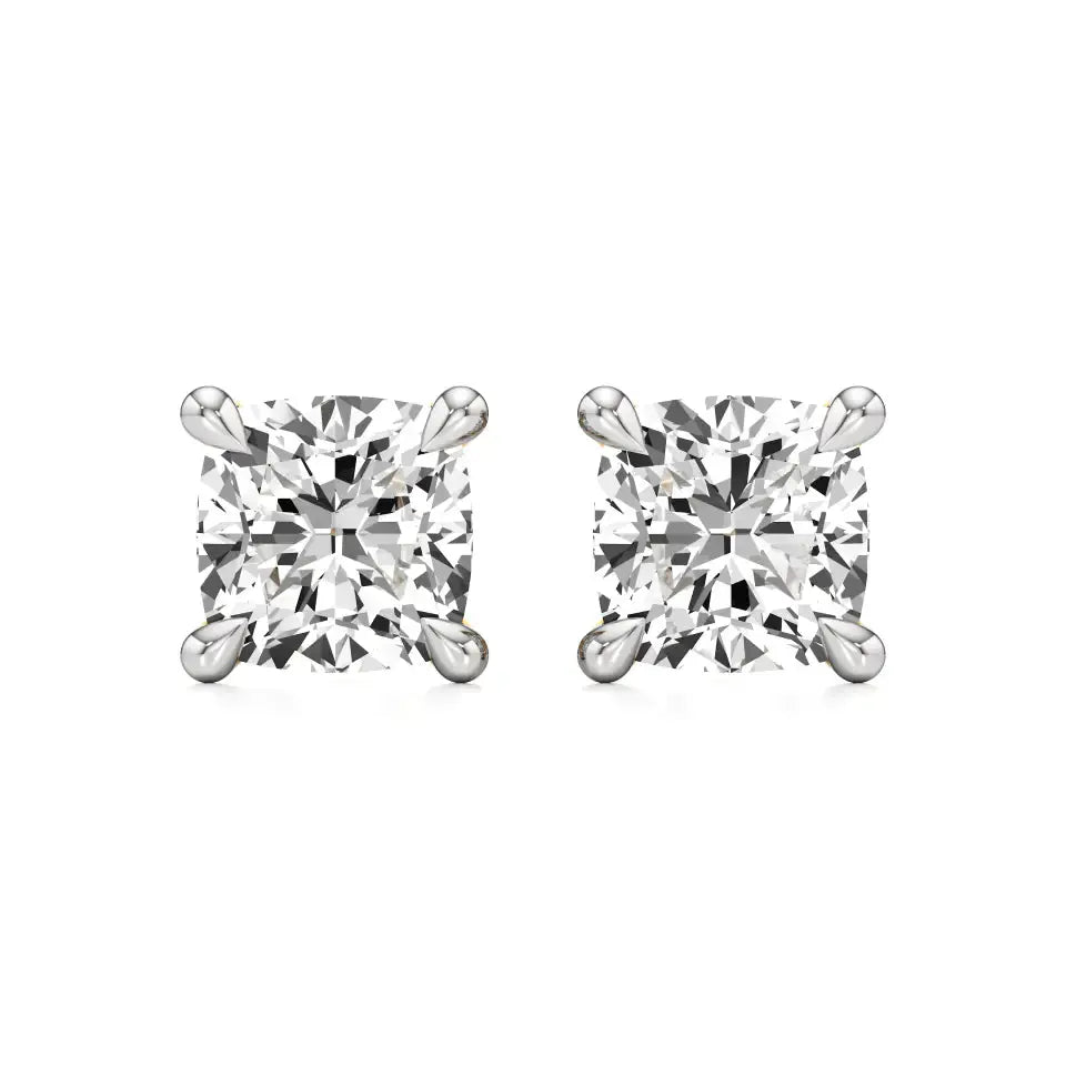 Thea | Four Prong Studs with Cushion-Cut Solitaire Lab-Grown Diamond - Nivara