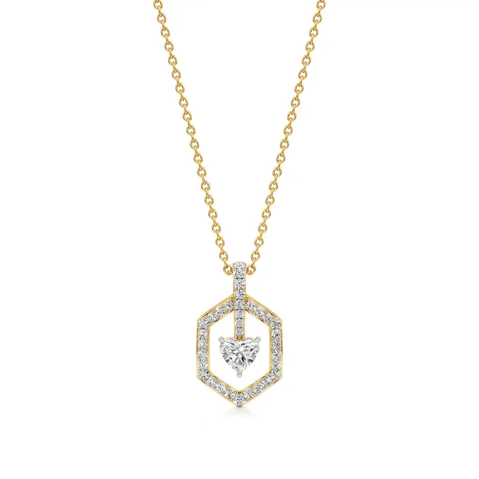 Sneh | Elegant Heart & Round Lab Grown Diamonds Pendant - Nivara