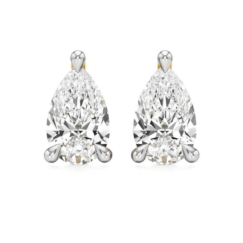 Sia | Studs with Three Prong Pear Lab-Grown Diamonds - Nivara