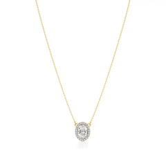 Mira | Oval Lab Grown Diamond with Halo Necklace - Nivara
