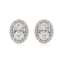 Mira | Oval-Cut Solitaire Lab-Grown Diamond with Halo Studs - Nivara