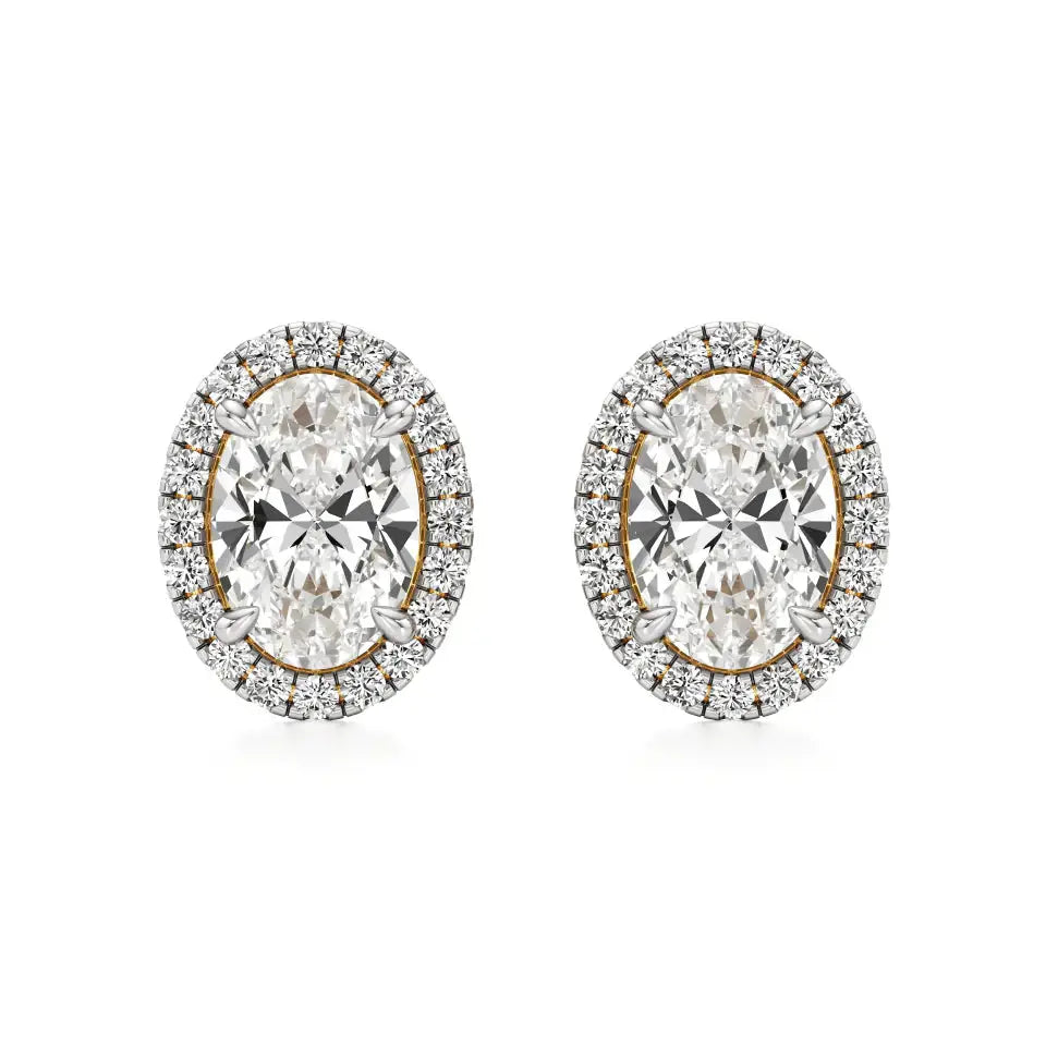 Mira | Oval-Cut Solitaire Lab-Grown Diamond with Halo Studs - Nivara