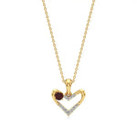 Sneh | Round Lab Grown Diamonds with Round Ruby Accent Heart Pendant - Nivara