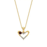 Sneh | Round Lab Grown Diamonds with Round Ruby Accent Heart Pendant - Nivara