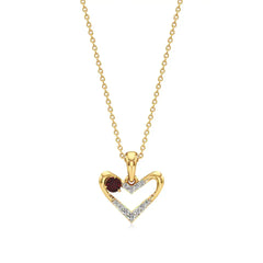 Sneh | Round Lab Grown Diamonds with Round Ruby Accent Heart Pendant - Nivara