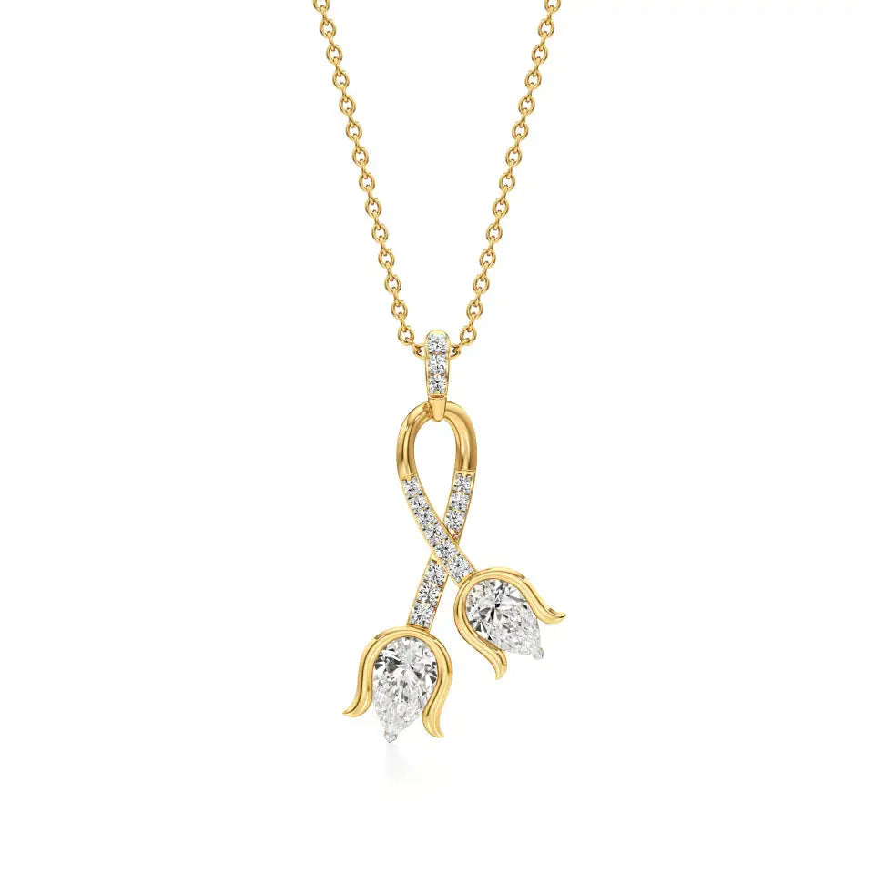 Flora | Pear & Round Lab Grown Diamonds Floral Pendant - Nivara