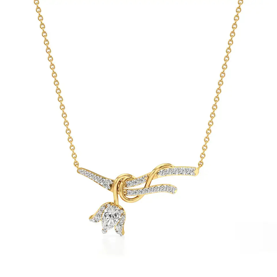 Mode | Pear & Round Lab Grown Diamonds with Lotus Motif Pendant - Nivara