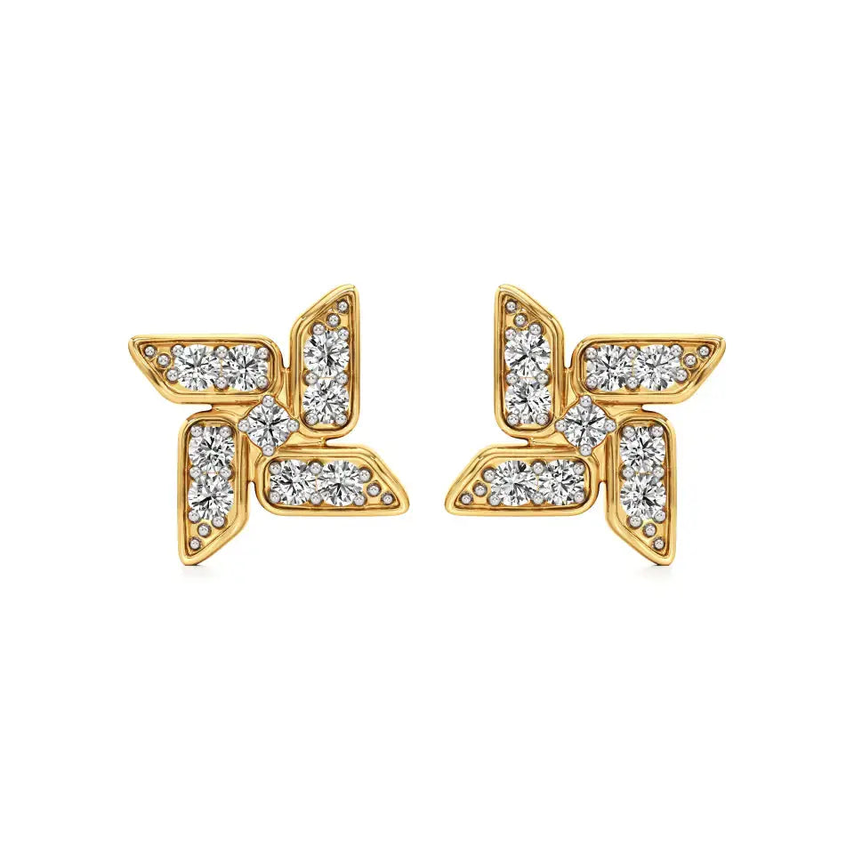 Flora | Round Lab-Grown Diamonds on Floral Design Studs - Nivara
