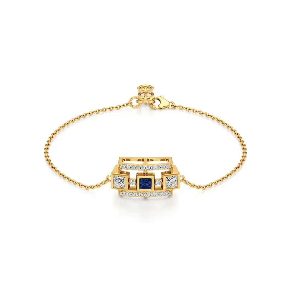 Rupak | Elysian Sapphire Accented Round Lab Grown Diamonds Chain Bracelet - Nivara