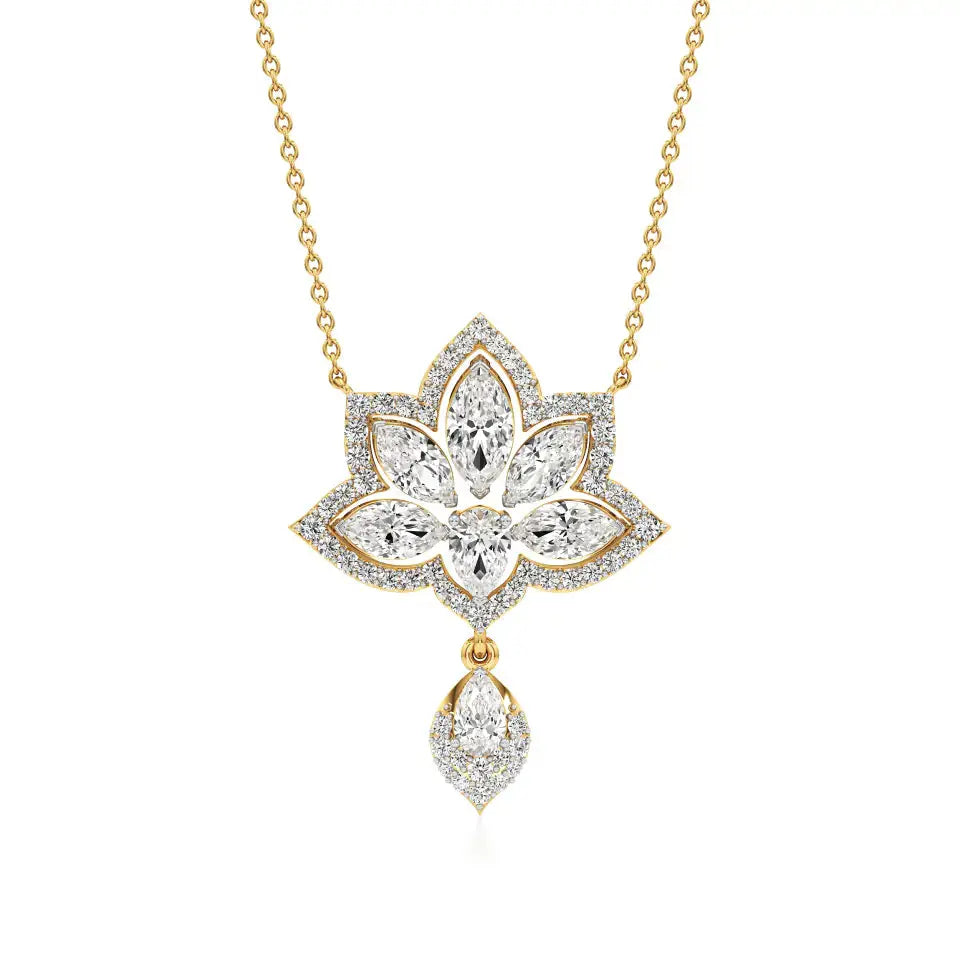Flora | Pear, Marquise & Round Lab Grown Diamonds Floral Pendant - Nivara