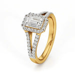 Mira | Round & Emerald Lab-Grown Diamond Halo Ring - Nivara