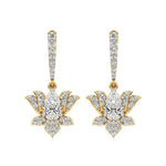 Flora | Pear & Round Lab-Grown Diamond Lotus Earrings - Nivara