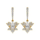 Flora | Pear & Round Lab-Grown Diamond Lotus Earrings - Nivara