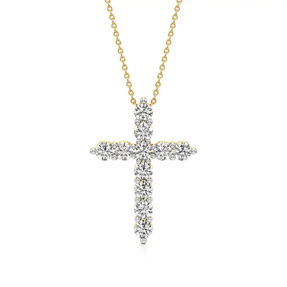 Aura | Elegant Round Lab Grown Diamonds Cross Pendant - Nivara