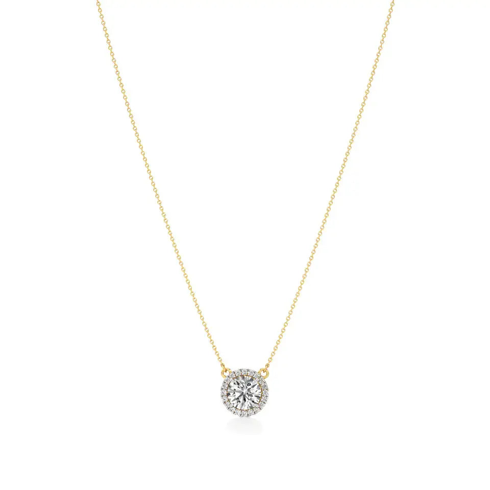 Mira | Round Lab Grown Diamond with Halo Necklace - Nivara