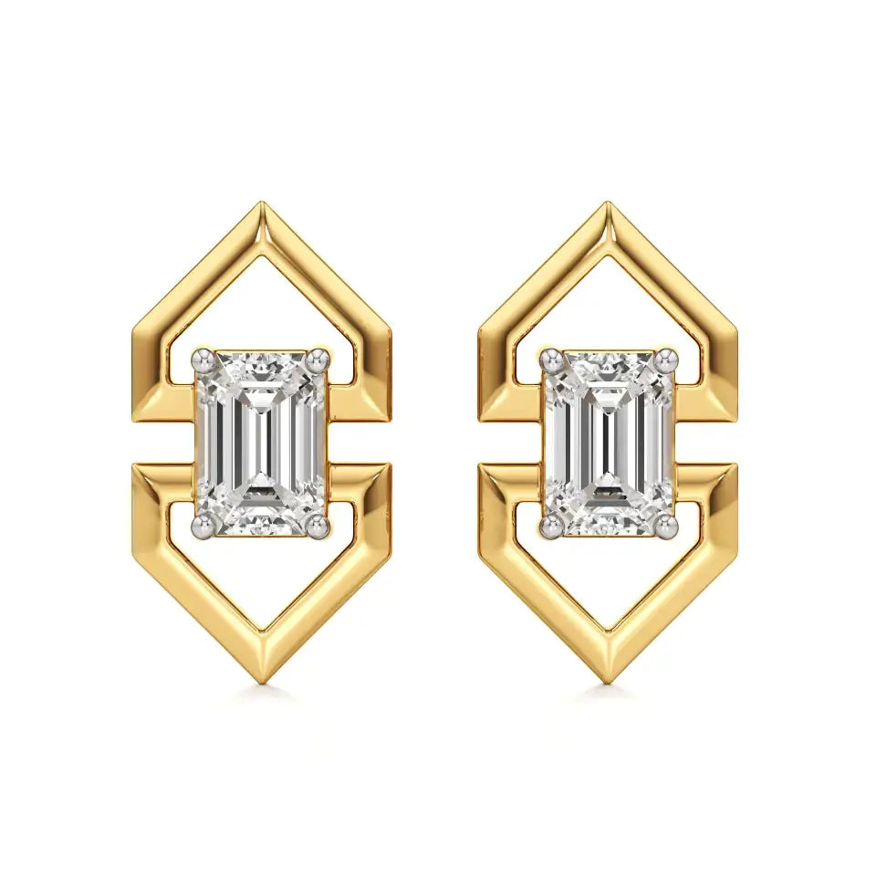 Mode | Emerald Solitaire Lab-Grown Diamond Studs - Nivara
