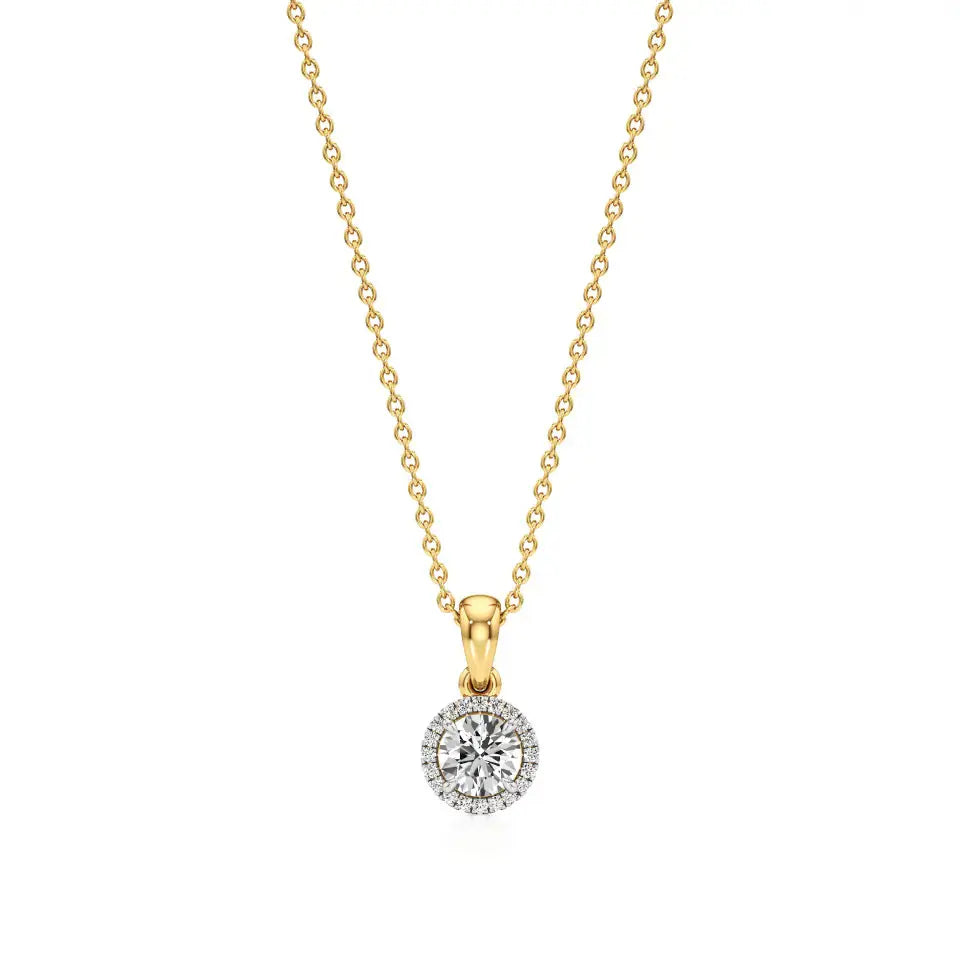 Sol | Round Solitaire with Halo Lab Grown Diamonds Pendant - Nivara
