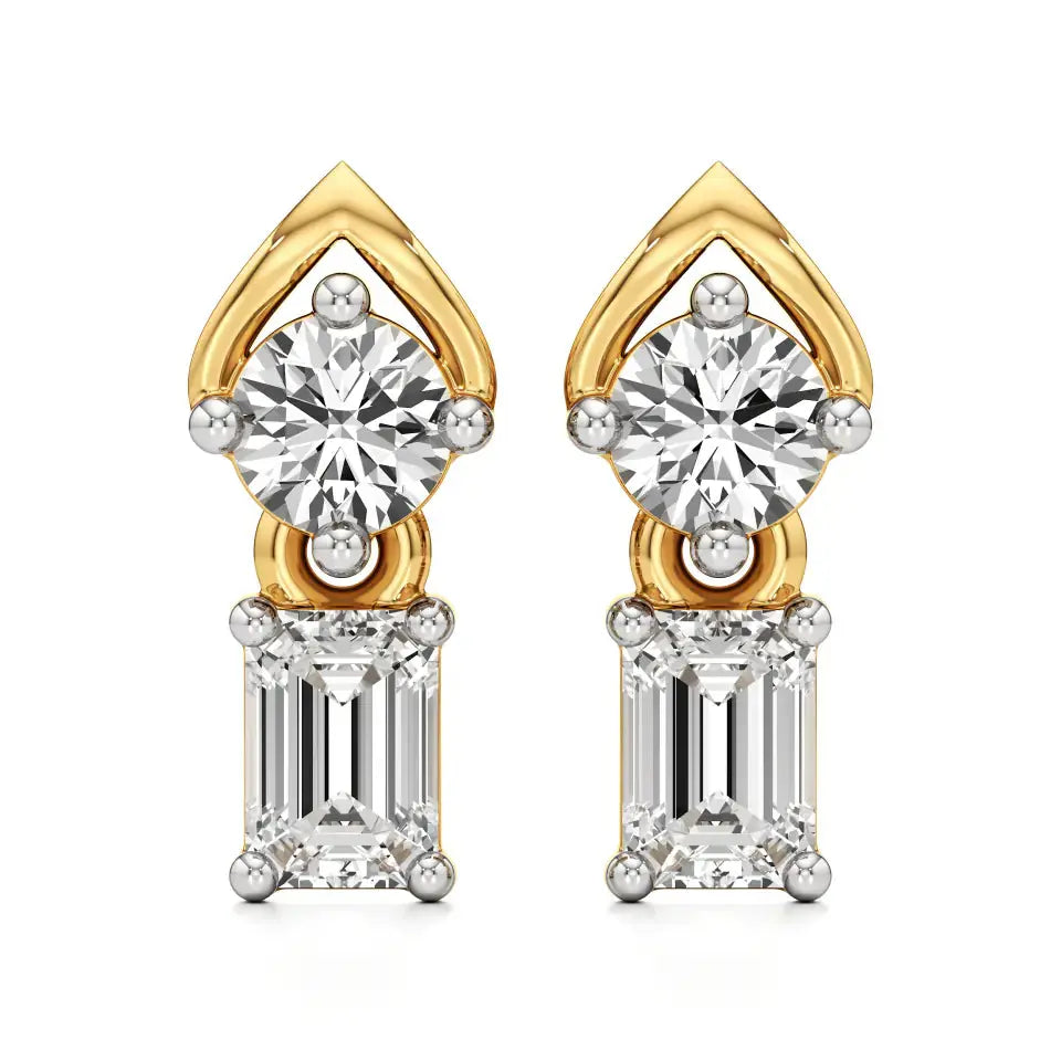 Mode | Round & Emerald Lab-Grown Diamond Drop Earrings - Nivara
