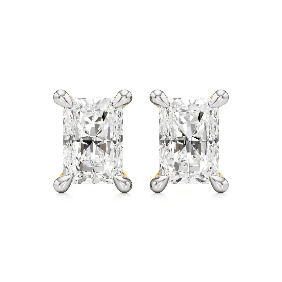 Thea | Four Prong Studs with Radiant-Cut Solitaire Lab-Grown Diamond - Nivara